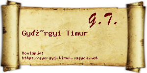 Györgyi Timur névjegykártya